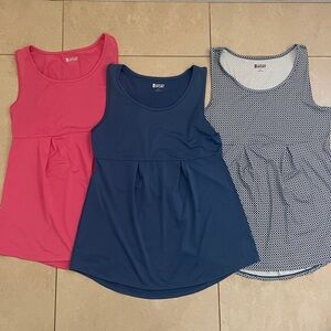 Set of 3 Lands End Tank Tops Athletic Soft Scoop Neck Pleated Size S